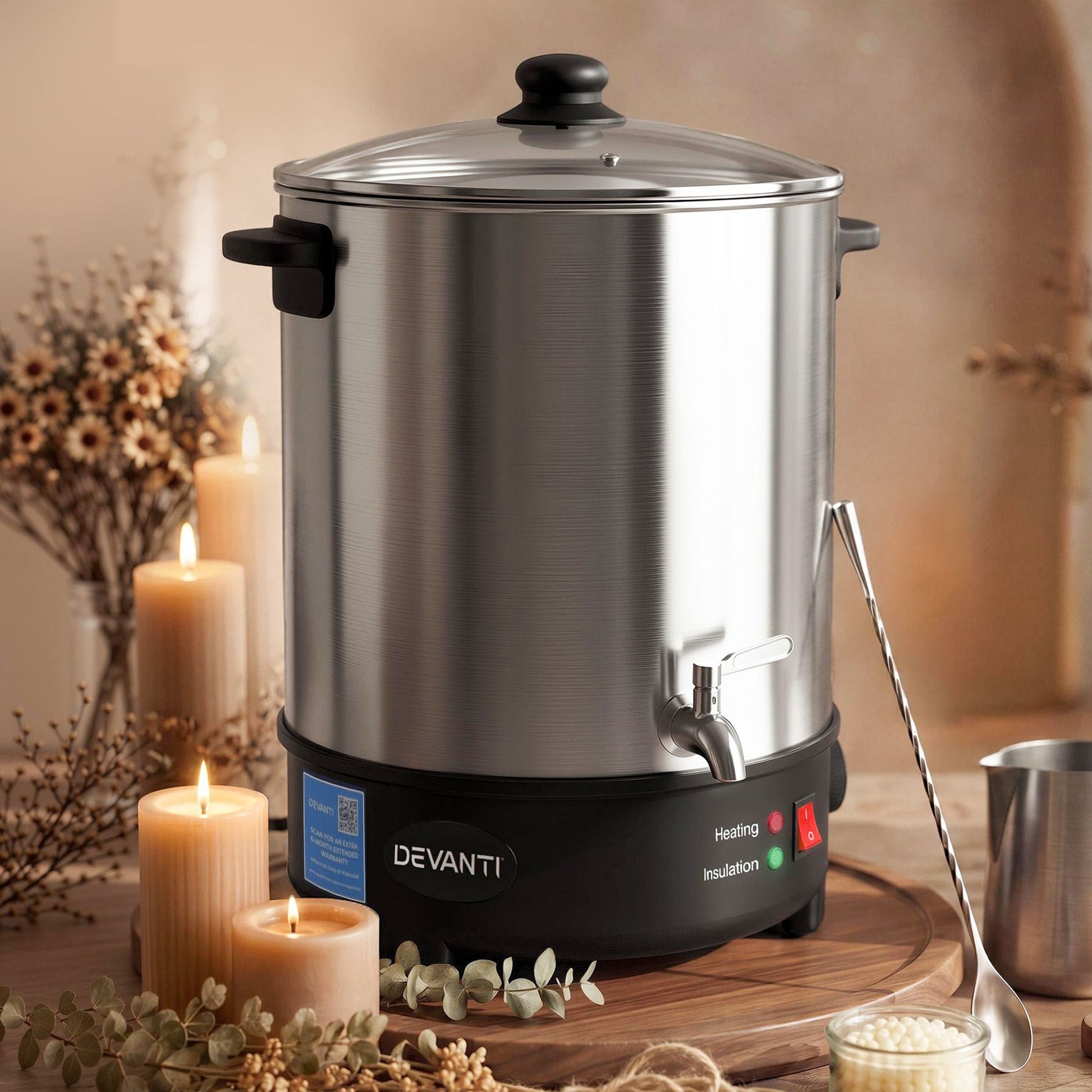 Alona.com.au Home & Garden > Decor > Candle Accessories Devanti 16L Wax Melter Candle Making 1500W Melting Pot Furnace Quick Pour Spout Soy Soap