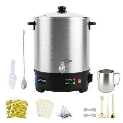 Alona.com.au Home & Garden > Decor > Candle Accessories Devanti 16L Wax Melter Candle Making 1500W Melting Pot Furnace Quick Pour Spout Soy Soap