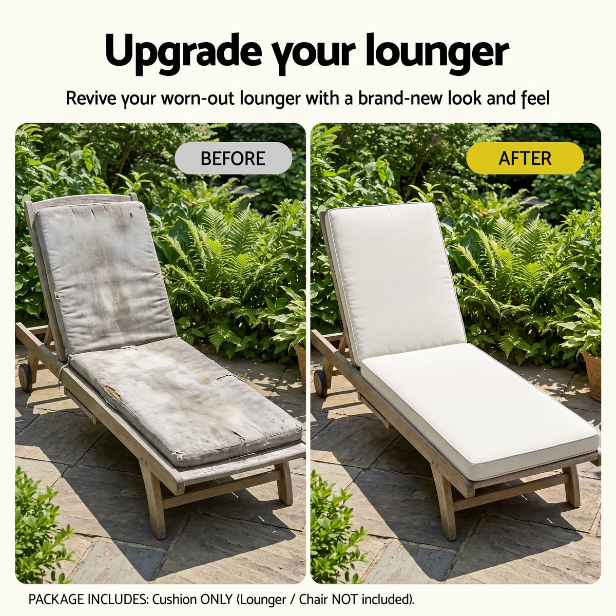 Alona.com.au Home & Garden > Decor > Cushions & Throws Gardeon Outdoor Chaise Lounge Cushion Lounge Chair Pad Sunbed Mattress Beige