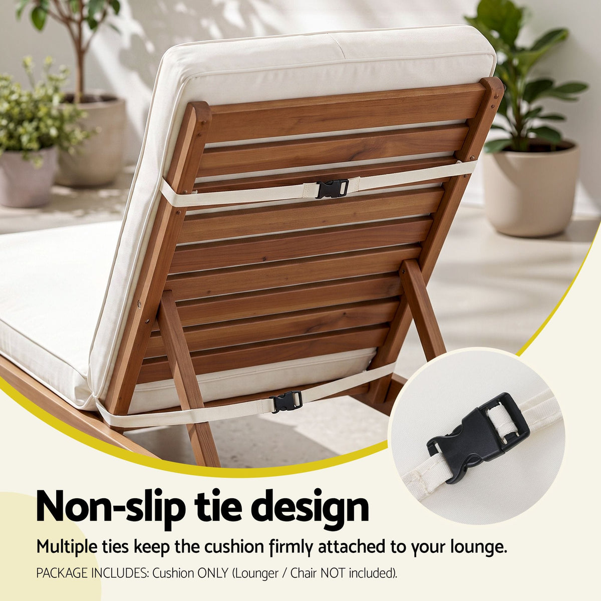 Alona.com.au Home & Garden > Decor > Cushions & Throws Gardeon Outdoor Chaise Lounge Cushion Lounge Chair Pad Sunbed Mattress Beige