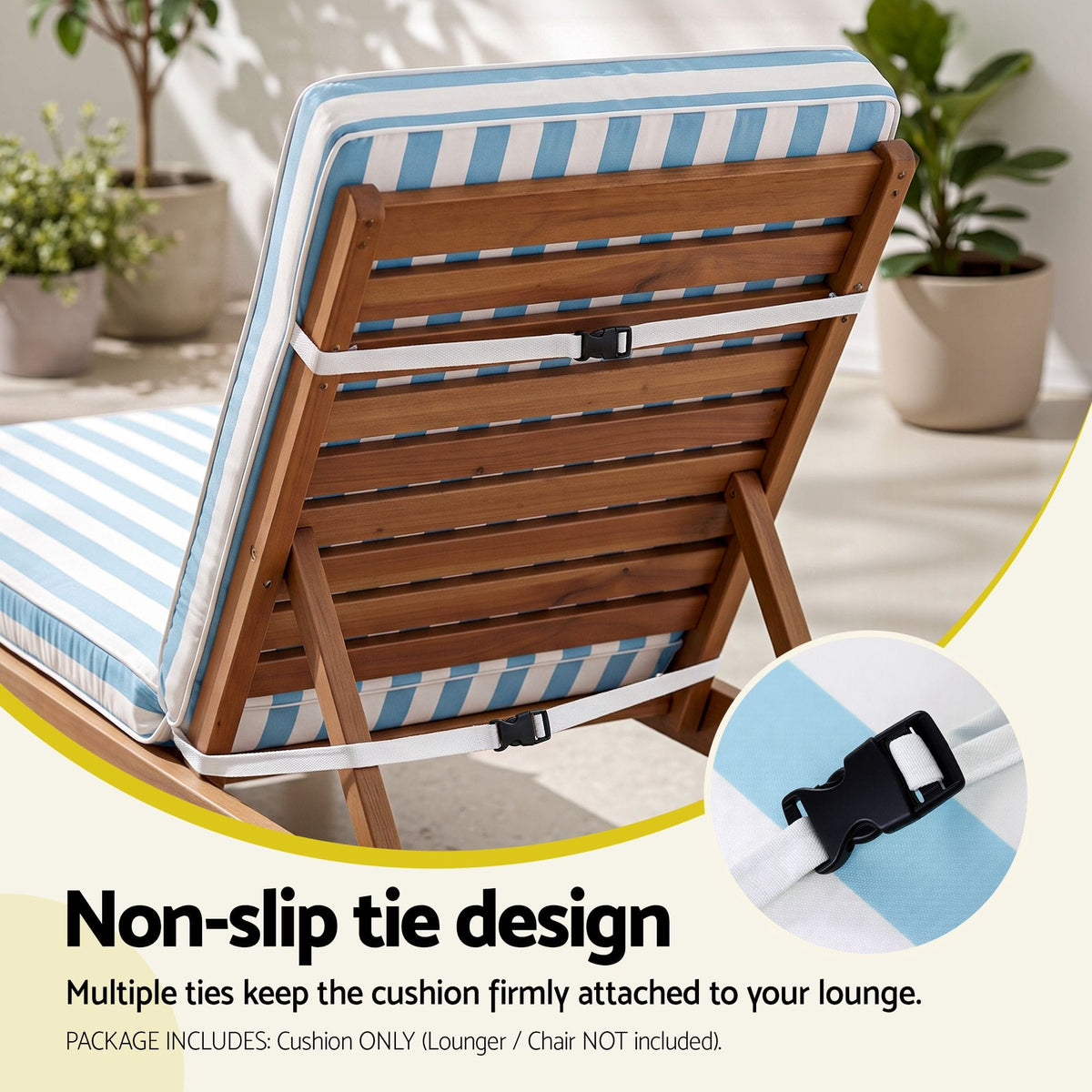 Alona.com.au Home & Garden > Decor > Cushions & Throws Gardeon Outdoor Chaise Lounge Cushion Lounge Chair Pad Sunbed Mattress Blue