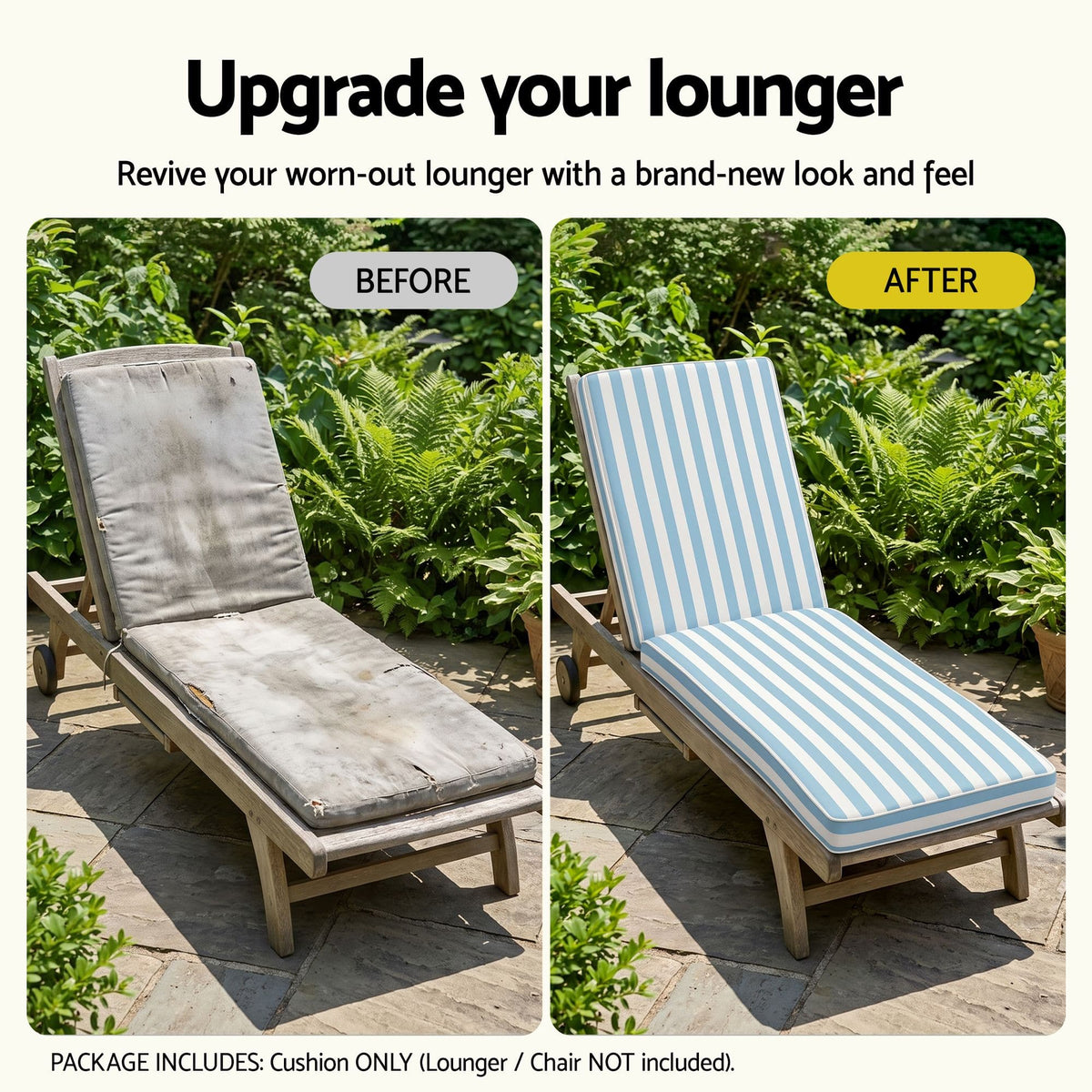 Alona.com.au Home & Garden > Decor > Cushions & Throws Gardeon Outdoor Chaise Lounge Cushion Lounge Chair Pad Sunbed Mattress Blue