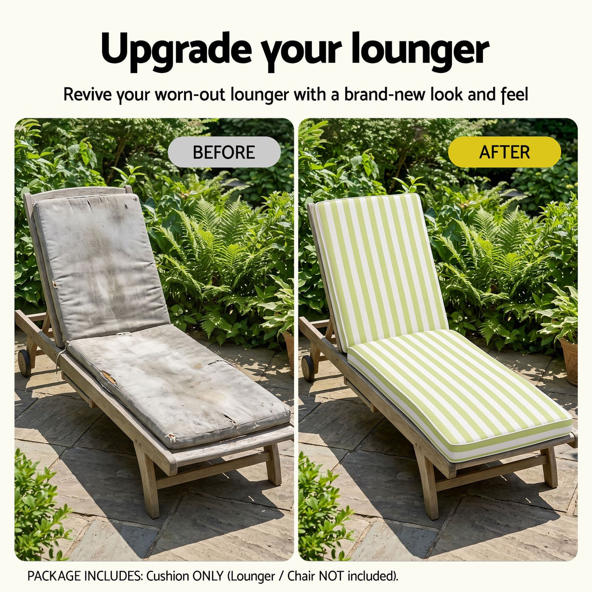 Alona.com.au Home & Garden > Decor > Cushions & Throws Gardeon Outdoor Chaise Lounge Cushion Lounge Chair Pad Sunbed Mattress Green