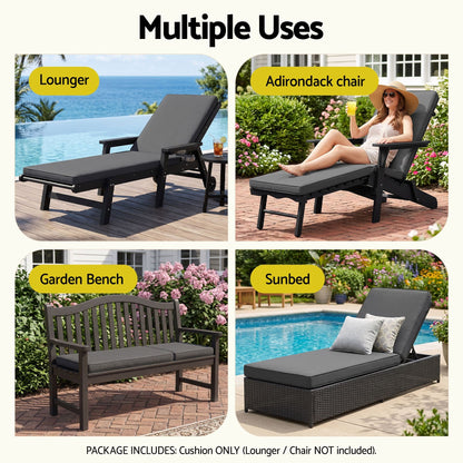 Alona.com.au Home & Garden > Decor > Cushions & Throws Gardeon Outdoor Chaise Lounge Cushion Lounge Chair Pad Sunbed Mattress Grey