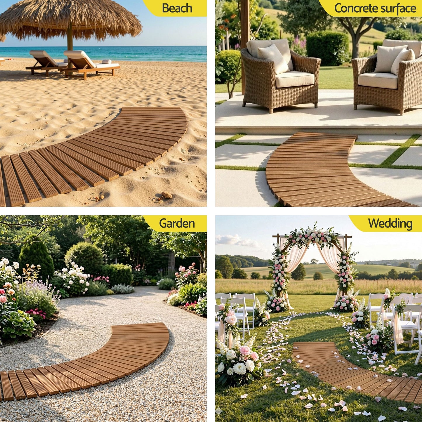 Alona.com.au Home & Garden > Decor > Garden Ornaments Gardeon 8FT Wooden Garden Pathway Roll-Out Curved Walkway Outdoor Backyard Brown