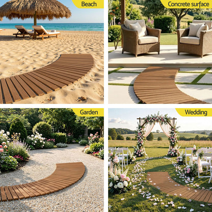 Alona.com.au Home & Garden > Decor > Garden Ornaments Gardeon 8FT Wooden Garden Pathway Roll-Out Curved Walkway Outdoor Backyard Brown