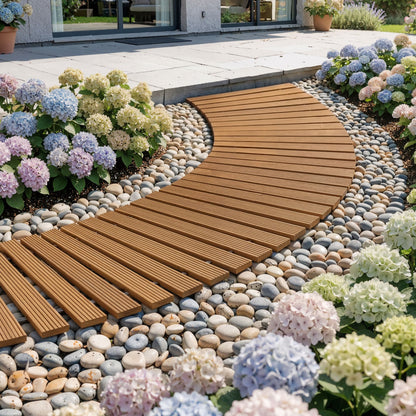 Alona.com.au Home & Garden > Decor > Garden Ornaments Gardeon 8FT Wooden Garden Pathway Roll-Out Curved Walkway Outdoor Backyard Brown