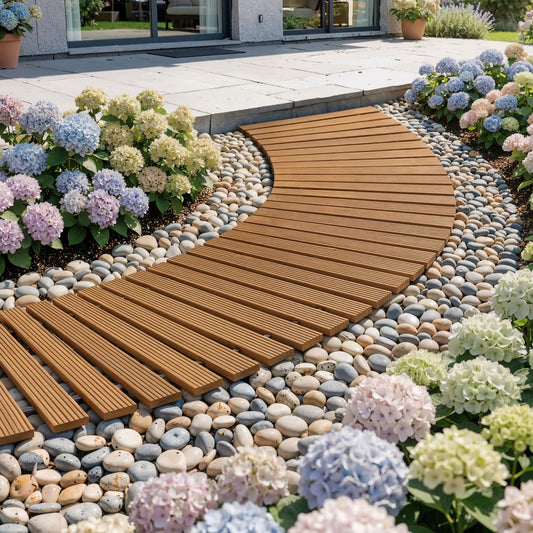 Alona.com.au Home & Garden > Decor > Garden Ornaments Gardeon 8FT Wooden Garden Pathway Roll-Out Curved Walkway Outdoor Backyard Brown