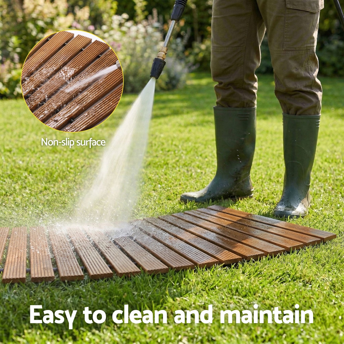 Alona.com.au Home & Garden > Decor > Garden Ornaments Gardeon 8FT Wooden Garden Pathway Roll-Out Curved Walkway Outdoor Backyard Brown