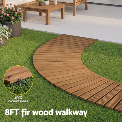 Alona.com.au Home & Garden > Decor > Garden Ornaments Gardeon 8FT Wooden Garden Pathway Roll-Out Curved Walkway Outdoor Backyard Brown