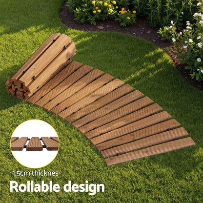 Alona.com.au Home & Garden > Decor > Garden Ornaments Gardeon 8FT Wooden Garden Pathway Roll-Out Curved Walkway Outdoor Backyard Brown