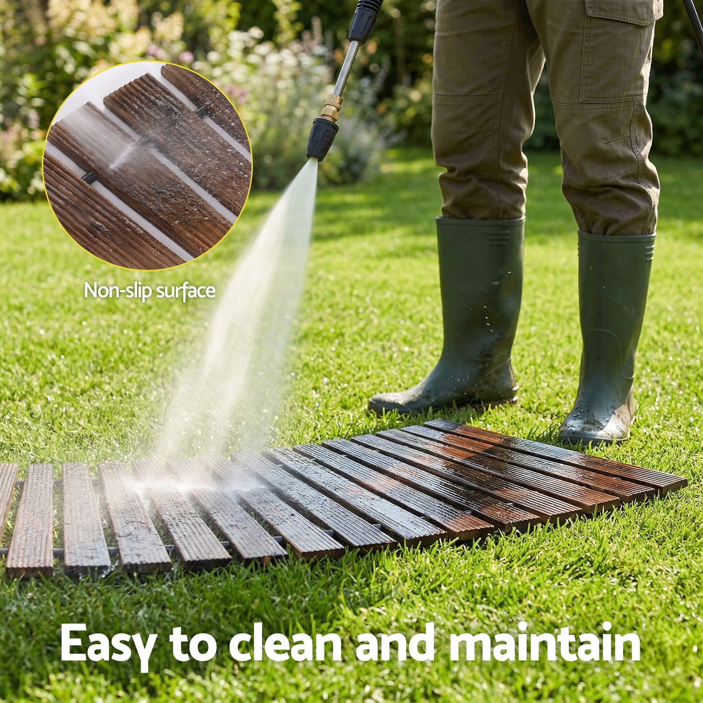 Alona.com.au Home & Garden > Decor > Garden Ornaments Gardeon 8FT Wooden Garden Pathway Roll-Out Curved Walkway Outdoor Backyard Charcoal Brown