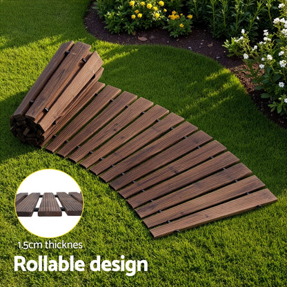 Alona.com.au Home & Garden > Decor > Garden Ornaments Gardeon 8FT Wooden Garden Pathway Roll-Out Curved Walkway Outdoor Backyard Charcoal Brown