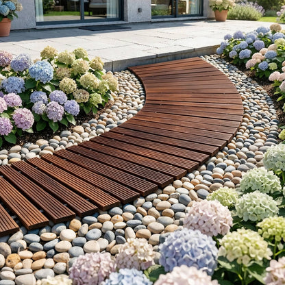Alona.com.au Home & Garden > Decor > Garden Ornaments Gardeon 8FT Wooden Garden Pathway Roll-Out Curved Walkway Outdoor Backyard Charcoal Brown