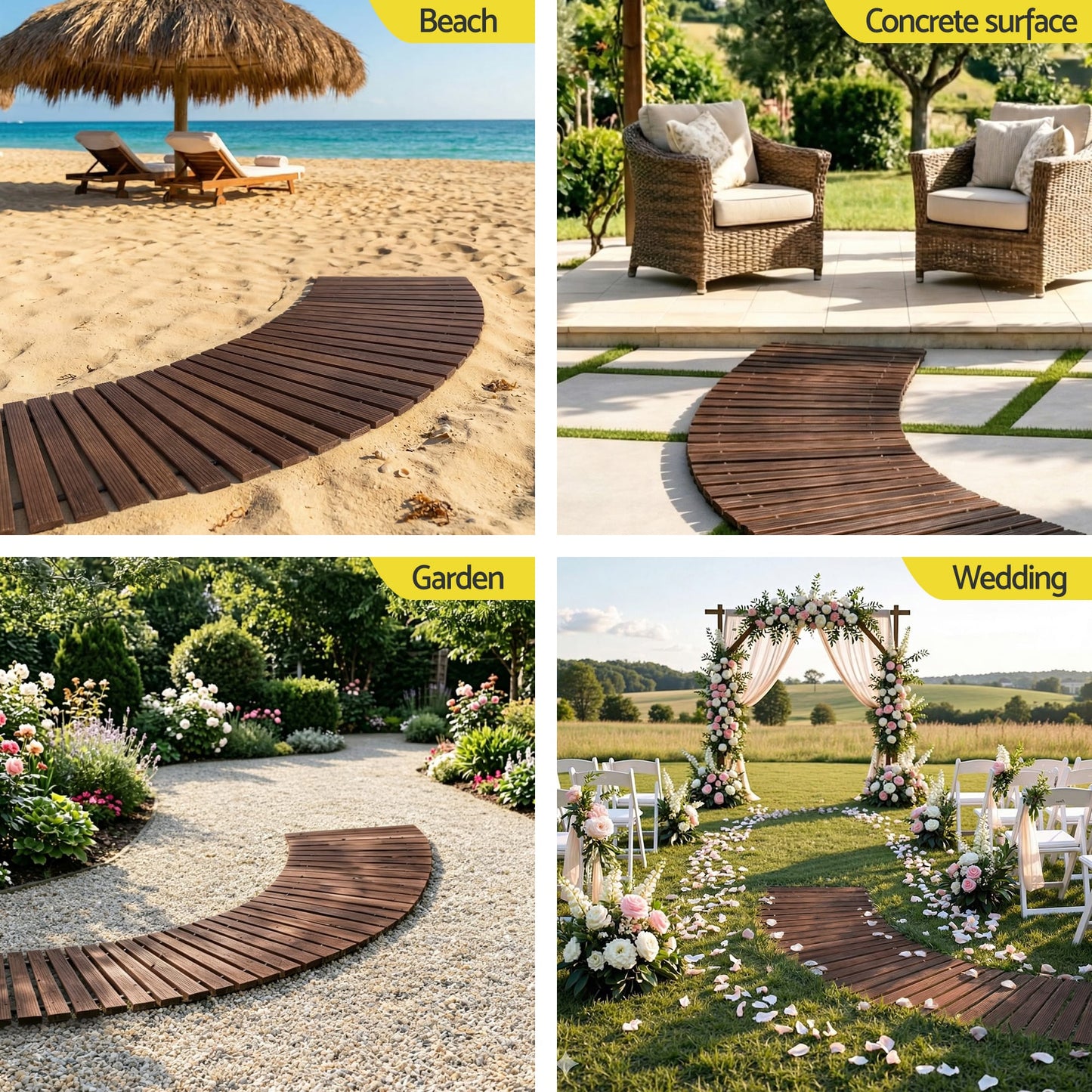Alona.com.au Home & Garden > Decor > Garden Ornaments Gardeon 8FT Wooden Garden Pathway Roll-Out Curved Walkway Outdoor Backyard Charcoal Brown