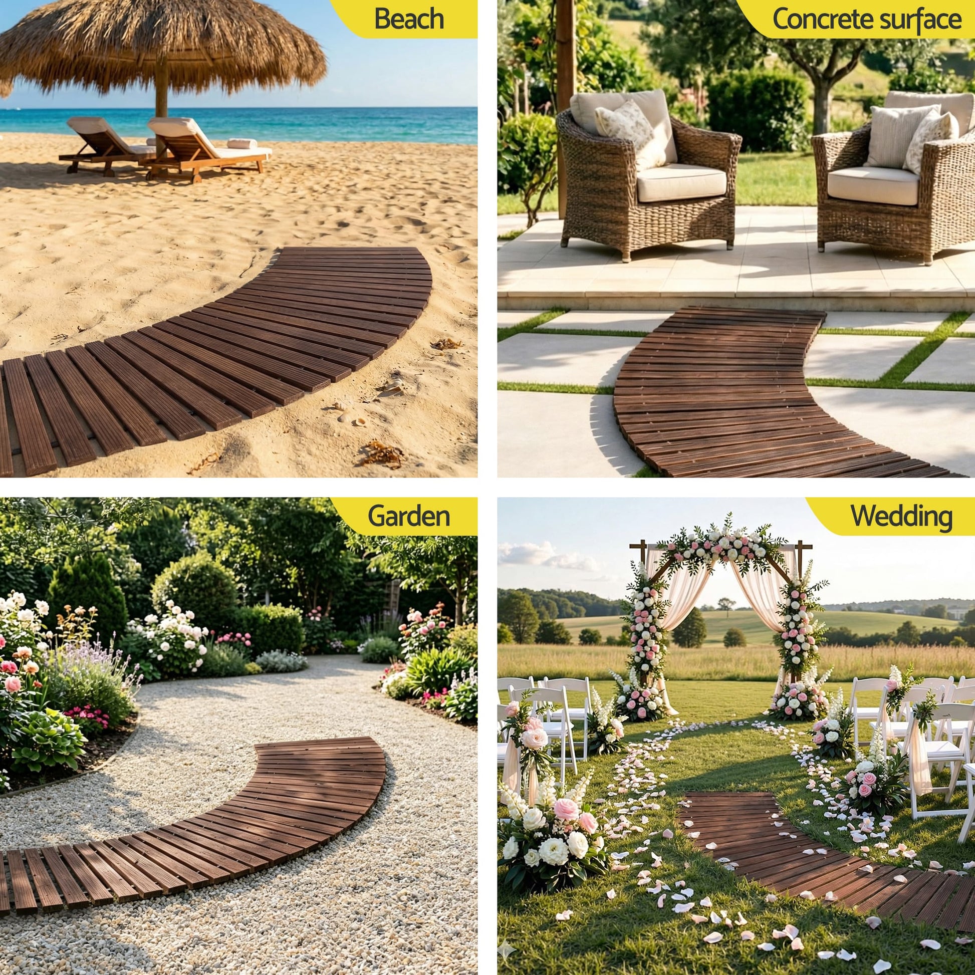 Alona.com.au Home & Garden > Decor > Garden Ornaments Gardeon 8FT Wooden Garden Pathway Roll-Out Curved Walkway Outdoor Backyard Charcoal Brown