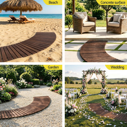 Alona.com.au Home & Garden > Decor > Garden Ornaments Gardeon 8FT Wooden Garden Pathway Roll-Out Curved Walkway Outdoor Backyard Charcoal Brown