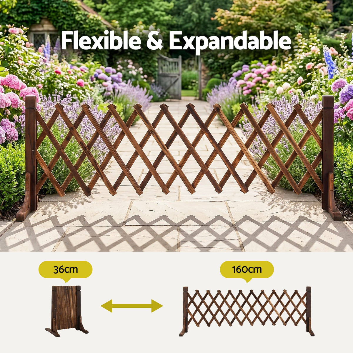 Alona.com.au Home & Garden > Decor > Garden Ornaments Gardeon Garden Fences Expandable Wooden Trellis Fence Plant Frame 160cm Brown