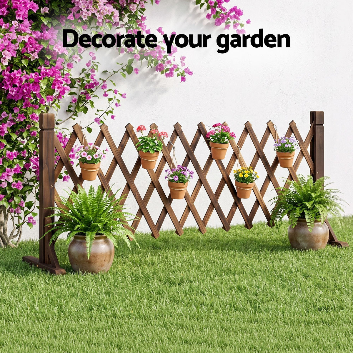 Alona.com.au Home & Garden > Decor > Garden Ornaments Gardeon Garden Fences Expandable Wooden Trellis Fence Plant Frame 160cm Brown