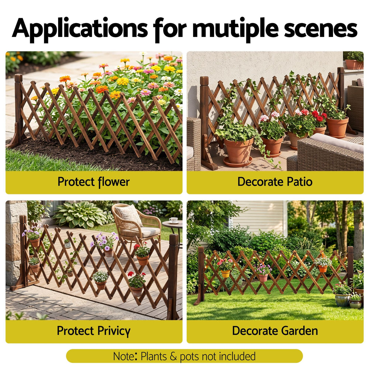 Alona.com.au Home & Garden > Decor > Garden Ornaments Gardeon Garden Fences Expandable Wooden Trellis Fence Plant Frame 160cm Brown