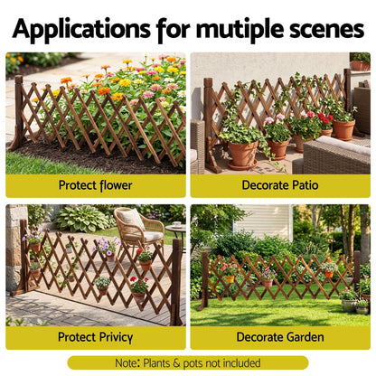 Alona.com.au Home & Garden > Decor > Garden Ornaments Gardeon Garden Fences Expandable Wooden Trellis Fence Plant Frame 160cm Brown