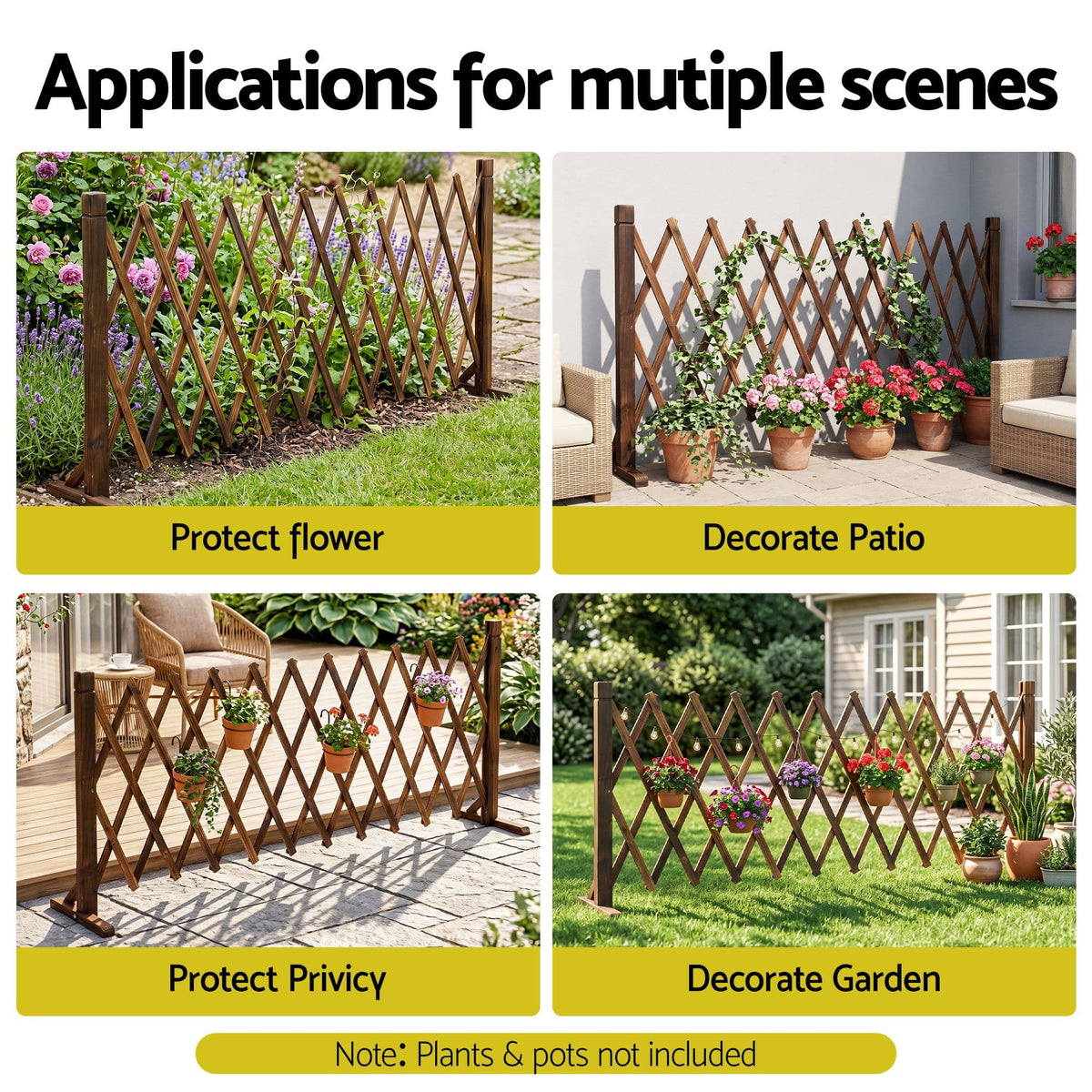 Alona.com.au Home & Garden > Decor > Garden Ornaments Gardeon Garden Fences Expandable Wooden Trellis Fence Plant Frame 200cm Brown