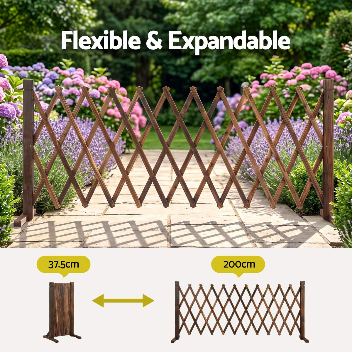 Alona.com.au Home & Garden > Decor > Garden Ornaments Gardeon Garden Fences Expandable Wooden Trellis Fence Plant Frame 200cm Brown