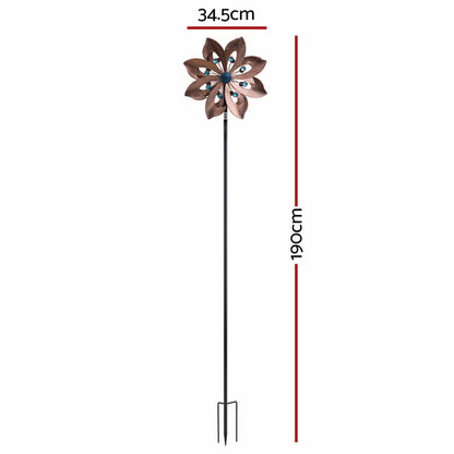 Alona.com.au Home & Garden > Decor > Garden Ornaments Gardeon Garden Windmill Double Layer Metal Wind Spinner 190cm Bronze