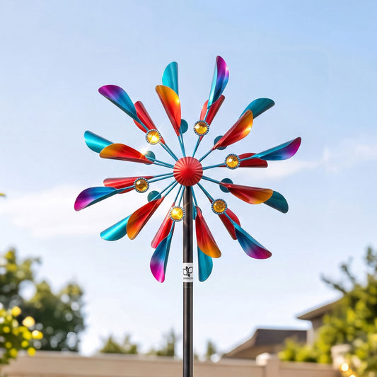 Alona.com.au Home & Garden > Decor > Garden Ornaments Gardeon Garden Windmill Metal Double Wind Spinner Outdoor Lawn Decor 190cm