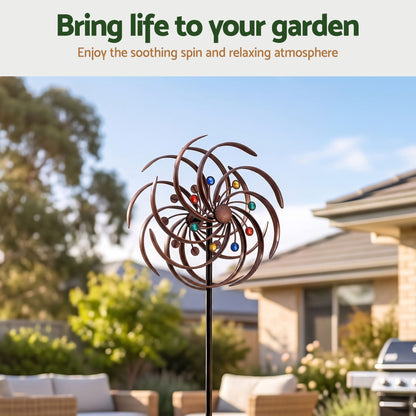 Alona.com.au Home & Garden > Decor > Garden Ornaments Gardeon Garden Windmill Metal Wind Spinner Double Layer 190cm Bronze