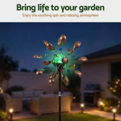Alona.com.au Home & Garden > Decor > Garden Ornaments Gardeon Garden Windmill Metal Wind Spinner Solar Light Outdoor 190cmr Bronze