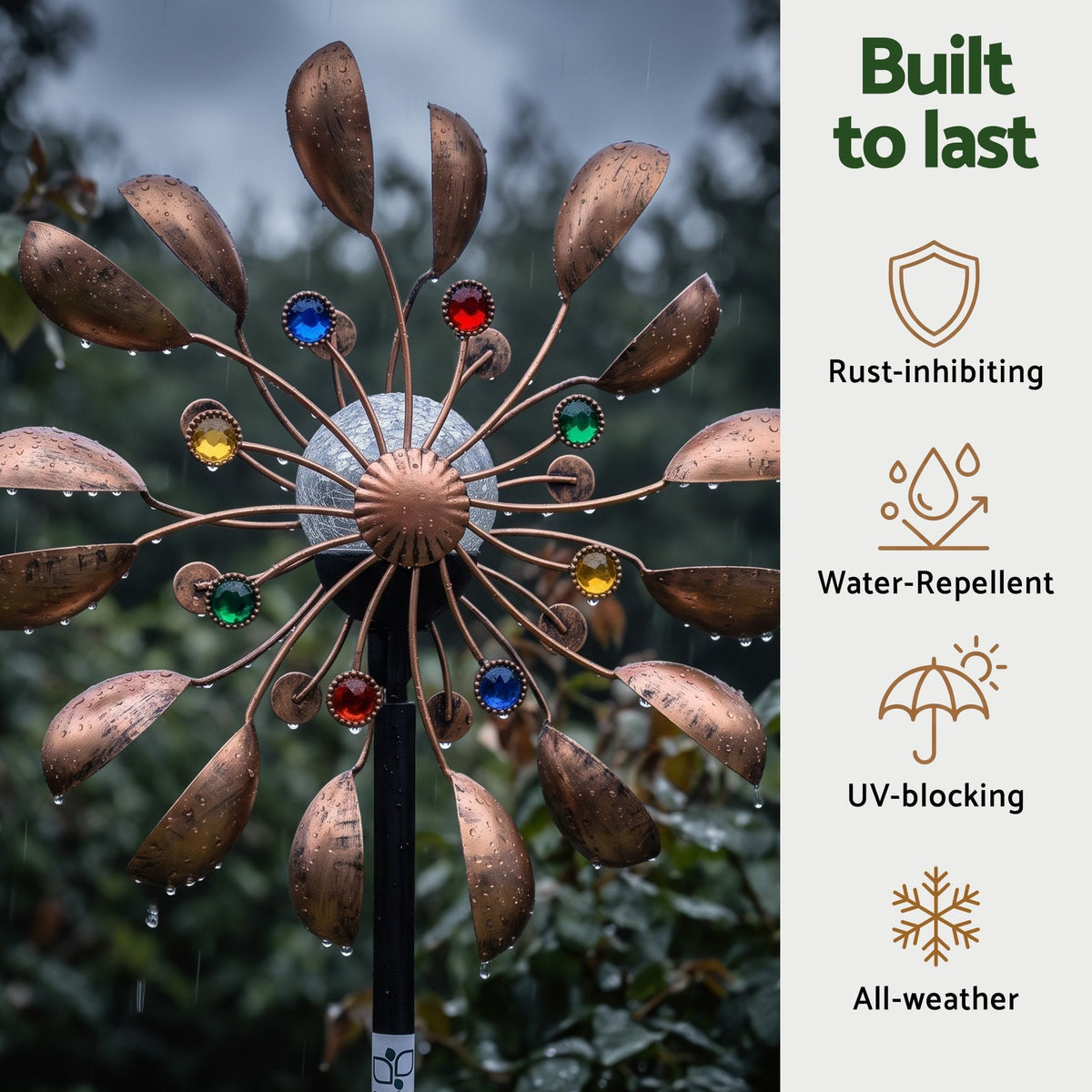 Alona.com.au Home & Garden > Decor > Garden Ornaments Gardeon Garden Windmill Metal Wind Spinner Solar Light Outdoor 190cmr Bronze