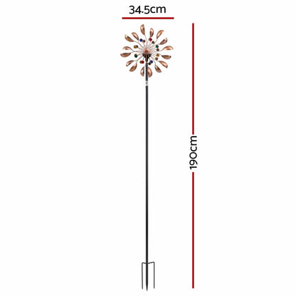 Alona.com.au Home & Garden > Decor > Garden Ornaments Gardeon Garden Windmill Metal Wind Spinner Solar Light Outdoor 190cmr Bronze