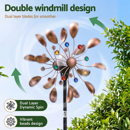 Alona.com.au Home & Garden > Decor > Garden Ornaments Gardeon Garden Windmill Metal Wind Spinner Solar Light Outdoor 190cmr Bronze