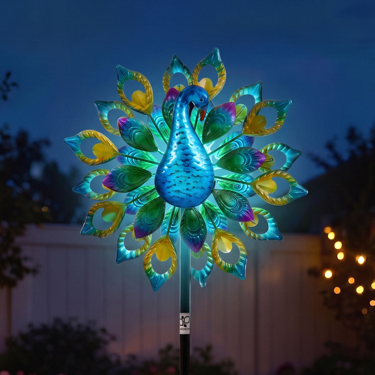 Alona.com.au Home & Garden > Decor > Garden Ornaments Gardeon Garden Windmill Solar Light Colorful Peacock Metal Spinner 190cm