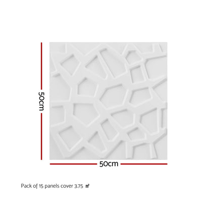 Alona.com.au Home & Garden > Decor > Wallpaper Artiss 3D Wall Panels PVC Decorative Panels 50x50cm Set of 15 Feature Wall Poly
