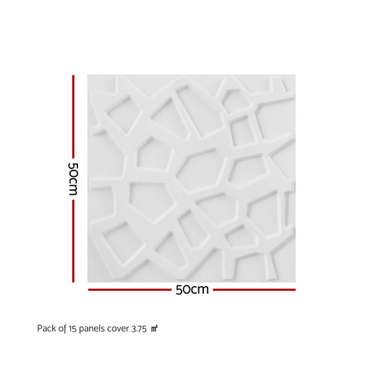 Alona.com.au Home & Garden > Decor > Wallpaper Artiss 3D Wall Panels PVC Decorative Panels 50x50cm Set of 15 Feature Wall Poly