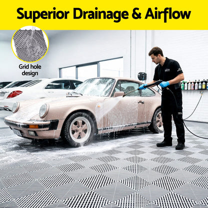 Alona.com.au Home & Garden > DIY > Flooring Giantz 20PCS Garage Floor Tiles Interlocking Drainage Non-Slip Tiles Heavy Duty for Workshop Grey