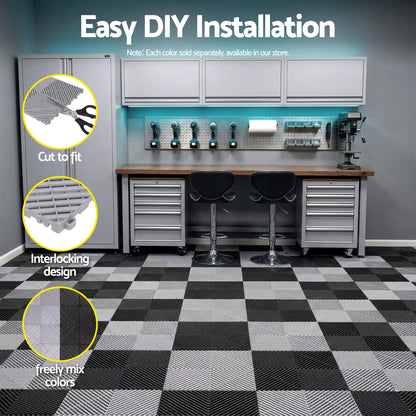 Alona.com.au Home & Garden > DIY > Flooring Giantz 20PCS Garage Floor Tiles Interlocking Drainage Non-Slip Tiles Heavy Duty for Workshop Grey