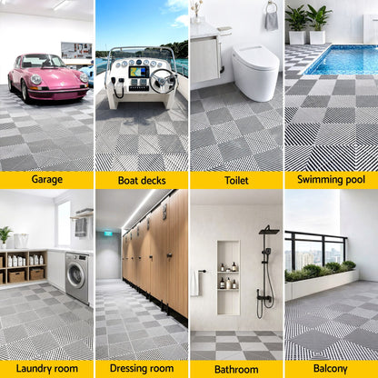 Alona.com.au Home & Garden > DIY > Flooring Giantz 20PCS Garage Floor Tiles Interlocking Drainage Non-Slip Tiles Heavy Duty for Workshop Grey