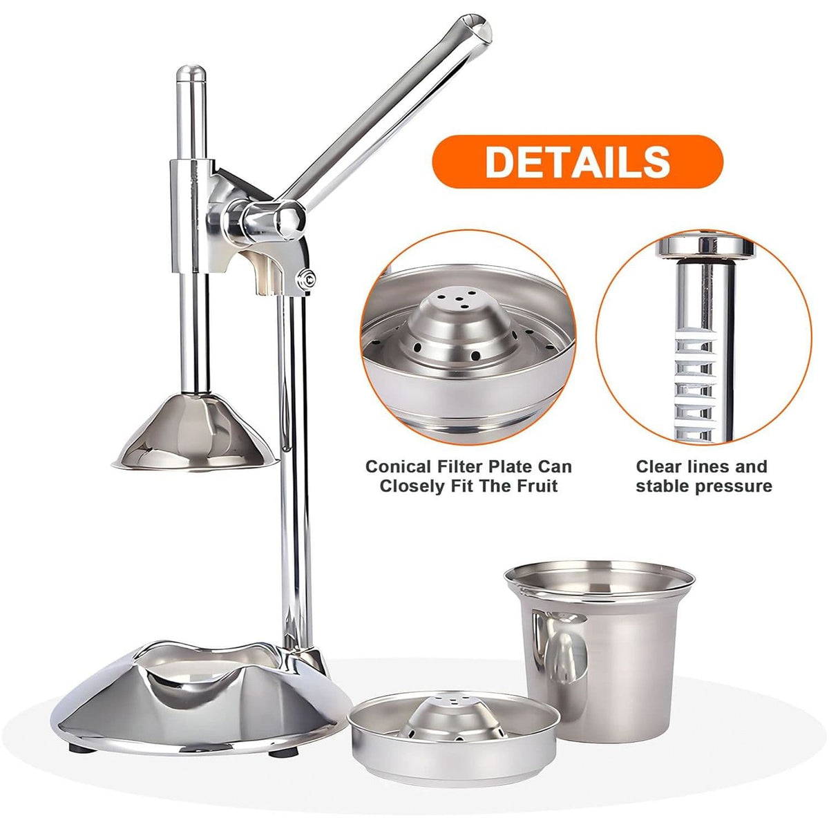 Alona.com.au Home & Garden > DIY > Kitchen & Bathroom DIY Manual Juicer Press | Stainless Steel, Commercial Grade & Easy to Clean, Hand Press for Citrus/Orange, Professional Fruit Squeezer, Silver