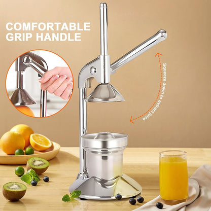 Alona.com.au Home & Garden > DIY > Kitchen & Bathroom DIY Manual Juicer Press | Stainless Steel, Commercial Grade & Easy to Clean, Hand Press for Citrus/Orange, Professional Fruit Squeezer, Silver