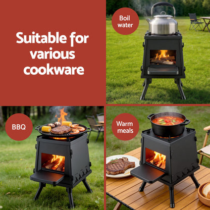 Alona.com.au Home & Garden > Firepits > Fire Pits Grillz Fire Pit BBQ Portable Outdoor Fireplace Metal Camping Stove for Boiling Water, BBQ, Picnics