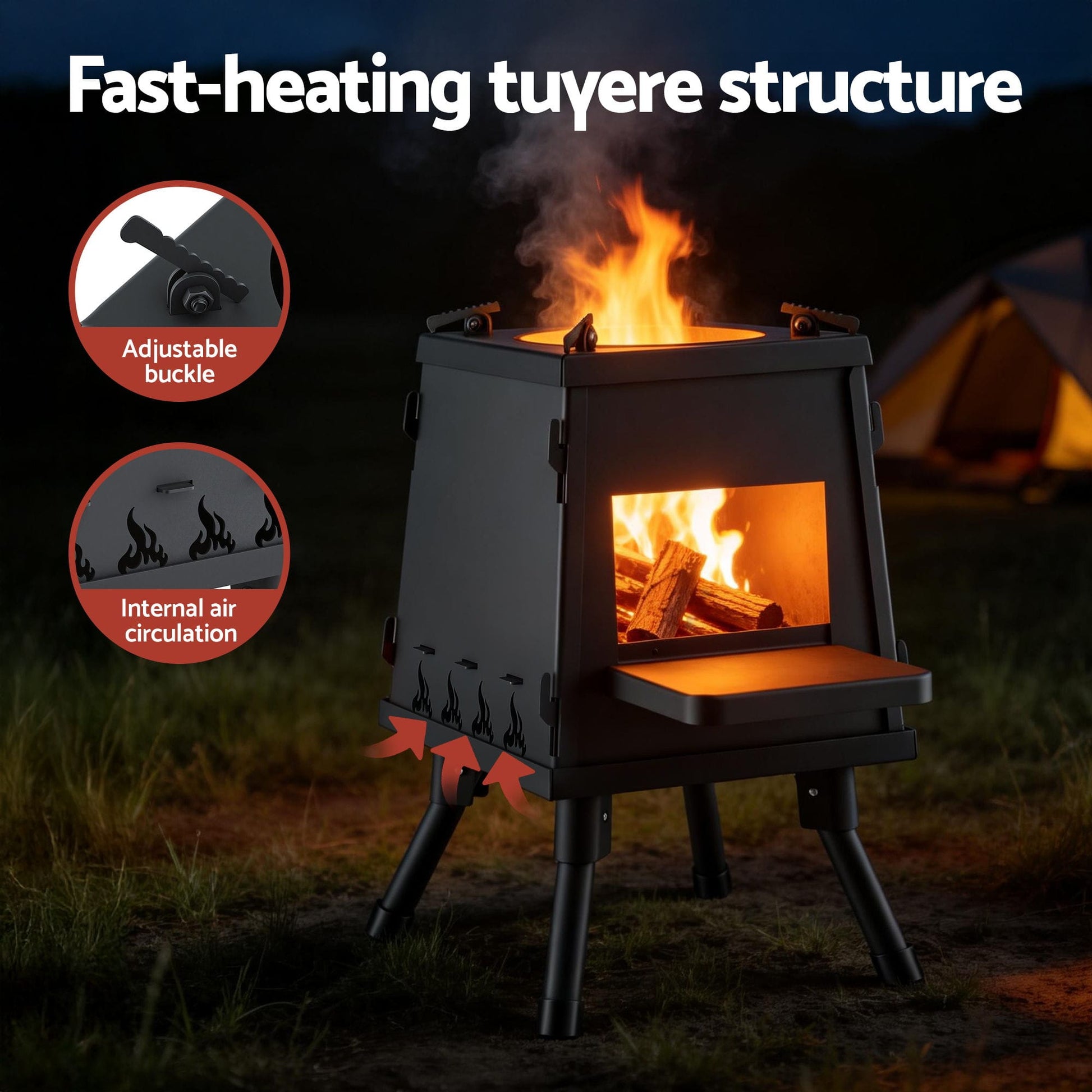 Alona.com.au Home & Garden > Firepits > Fire Pits Grillz Fire Pit BBQ Portable Outdoor Fireplace Metal Camping Stove for Boiling Water, BBQ, Picnics