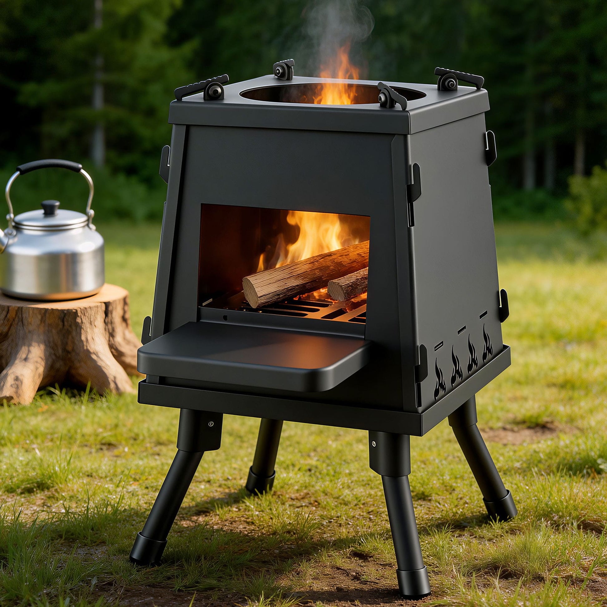 Alona.com.au Home & Garden > Firepits > Fire Pits Grillz Fire Pit BBQ Portable Outdoor Fireplace Metal Camping Stove for Boiling Water, BBQ, Picnics
