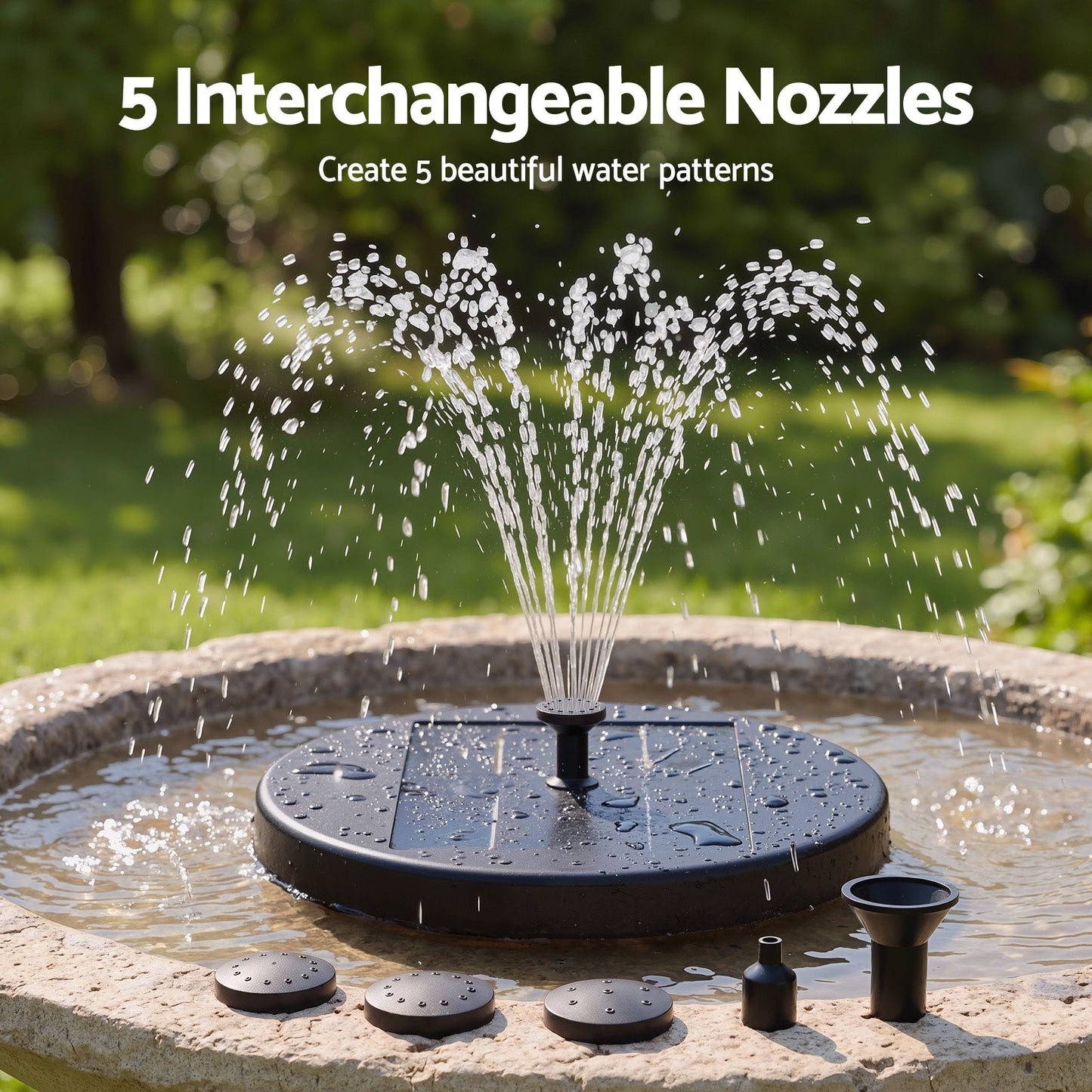 Alona.com.au Home & Garden > Fountains > Fountains & Ponds Gardeon Solar Fountain Pumps Bird Bath Battery Backup LED Remote Black 27cm