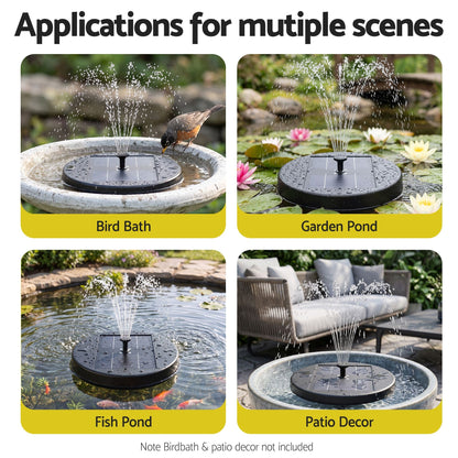 Alona.com.au Home & Garden > Fountains > Fountains & Ponds Gardeon Solar Fountain Pumps Bird Bath Battery Backup LED Remote Black 27cm