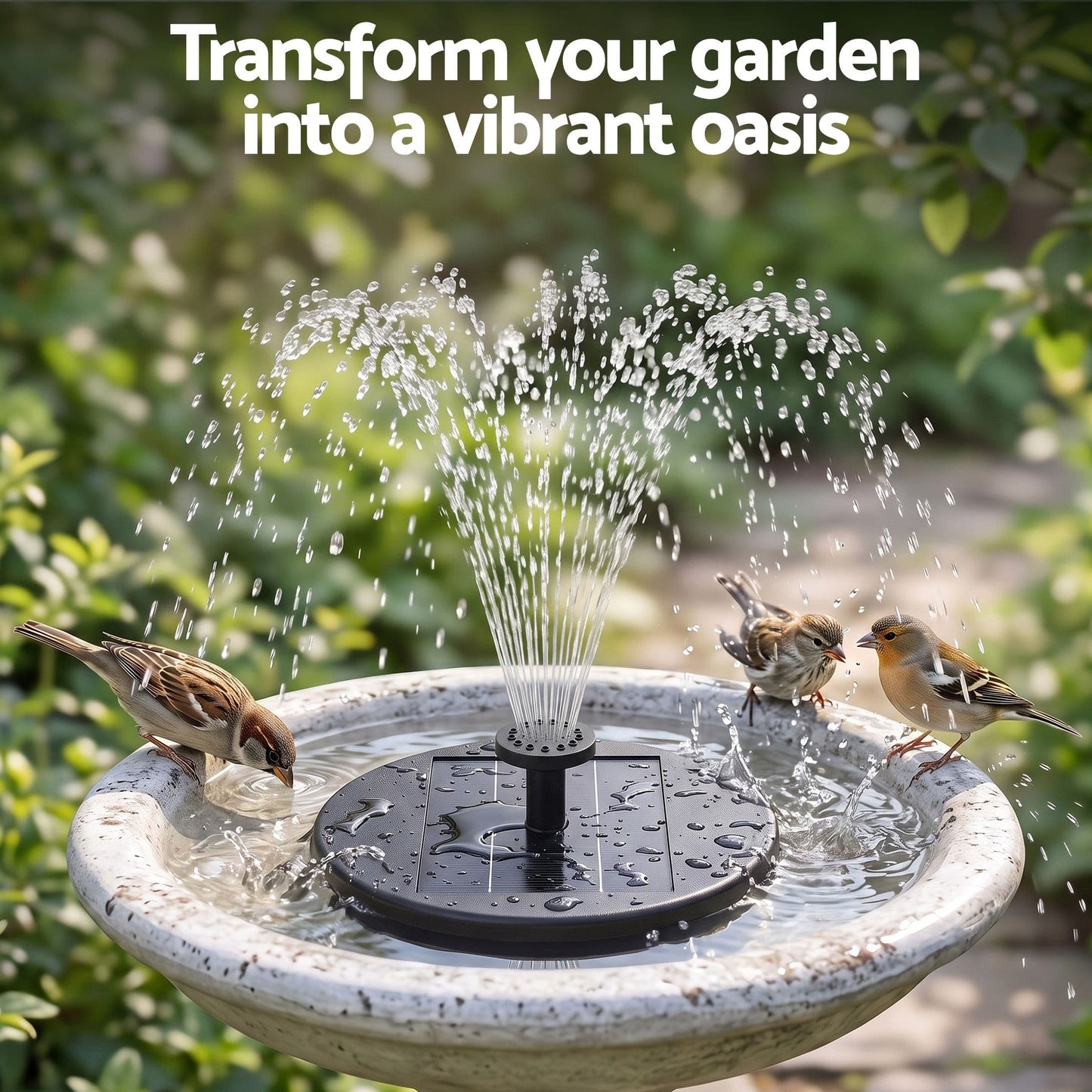 Alona.com.au Home & Garden > Fountains > Fountains & Ponds Gardeon Solar Fountain Pumps Bird Bath Battery Backup LED Remote Black 27cm
