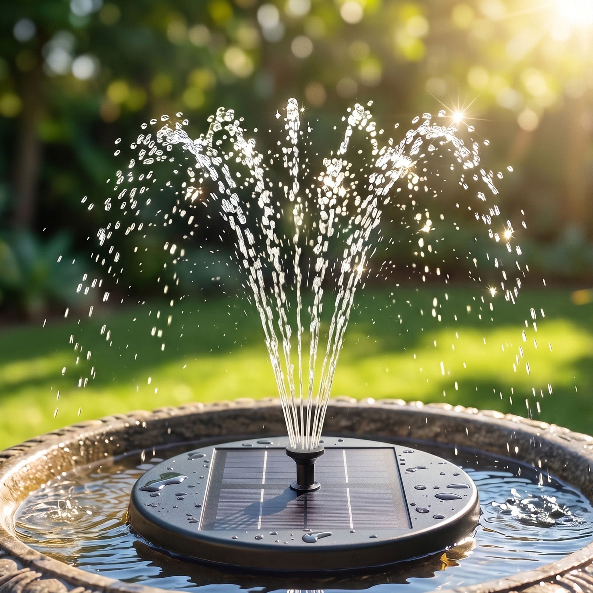 Alona.com.au Home & Garden > Fountains > Fountains & Ponds Gardeon Solar Fountain Pumps Bird Bath Battery Backup LED Remote Black 27cm