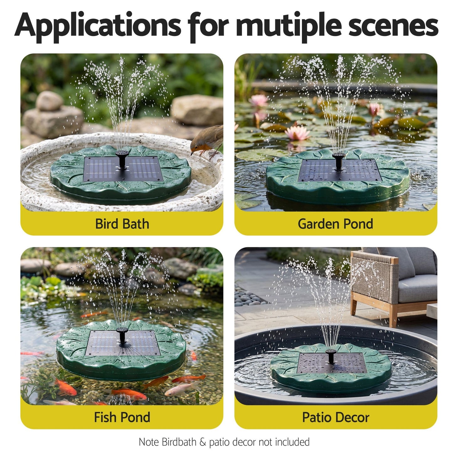 Alona.com.au Home & Garden > Fountains > Fountains & Ponds Gardeon Solar Fountain Pumps Bird Bath Floating Lotus Desig Water Feature 31cm
